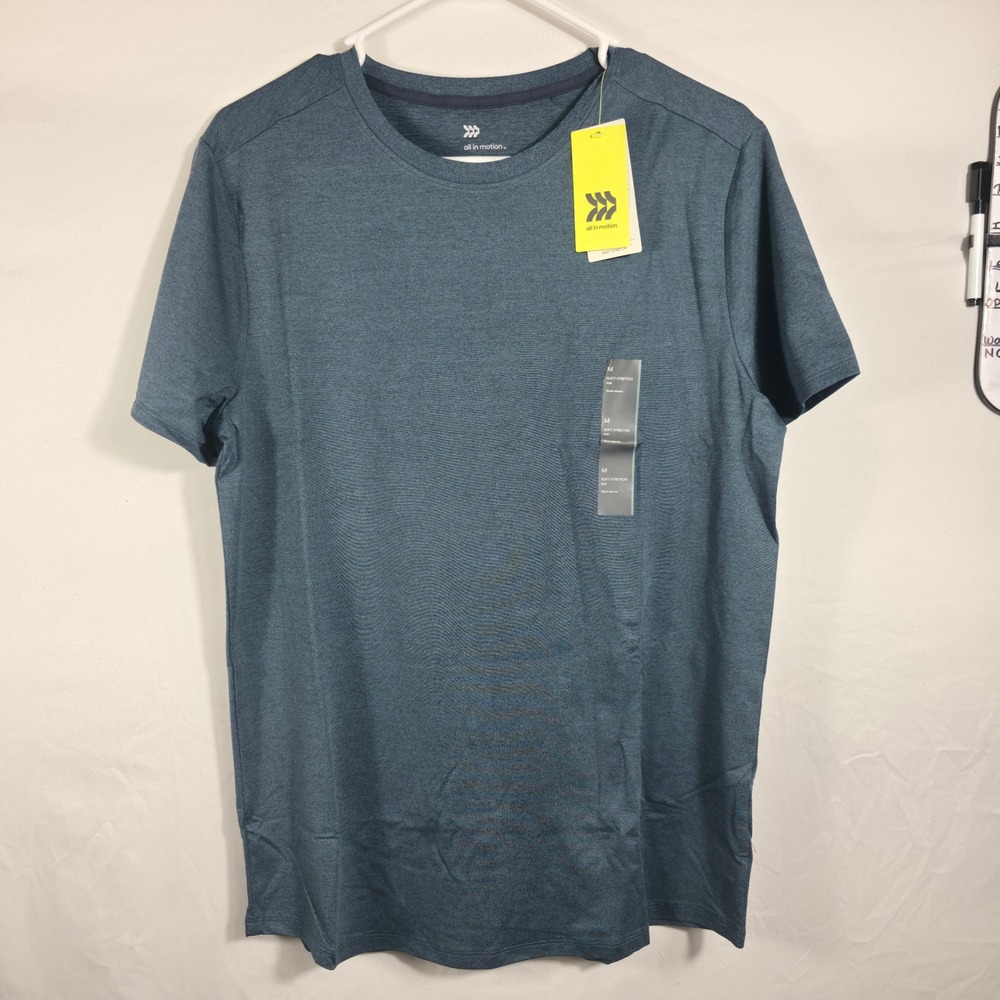 All in Motion Soft Stretch T-Shirt Mens‎ Size M Blue NEW UV Protection Gym Top